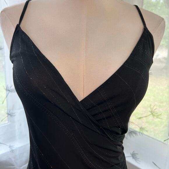 Black w/ Sparkly Striped Design VTG CLUB NEO USA Dress Size Sm Bodycon Y2K - Picture 5 of 10